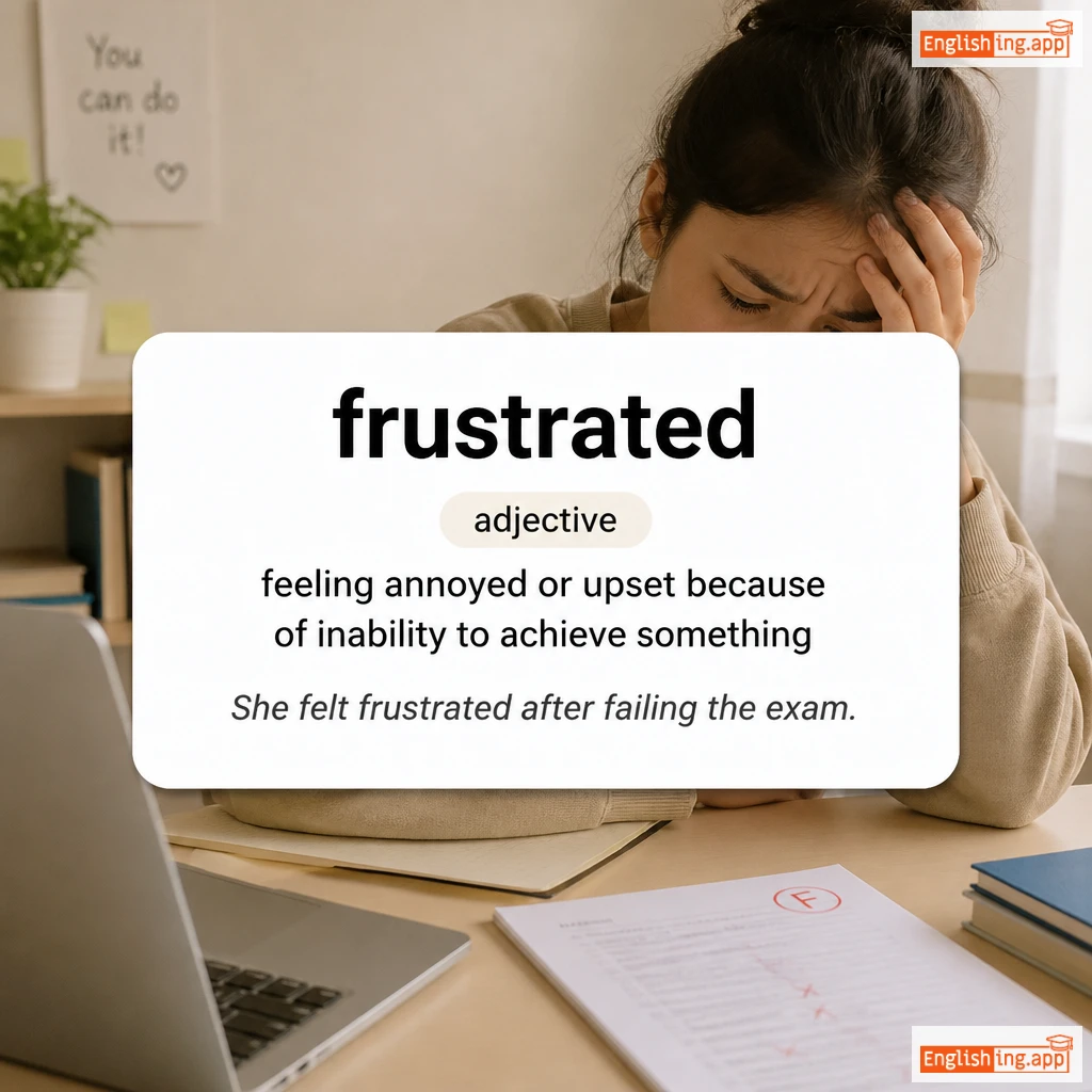 frustrated definition card — visual illustration of the meaning