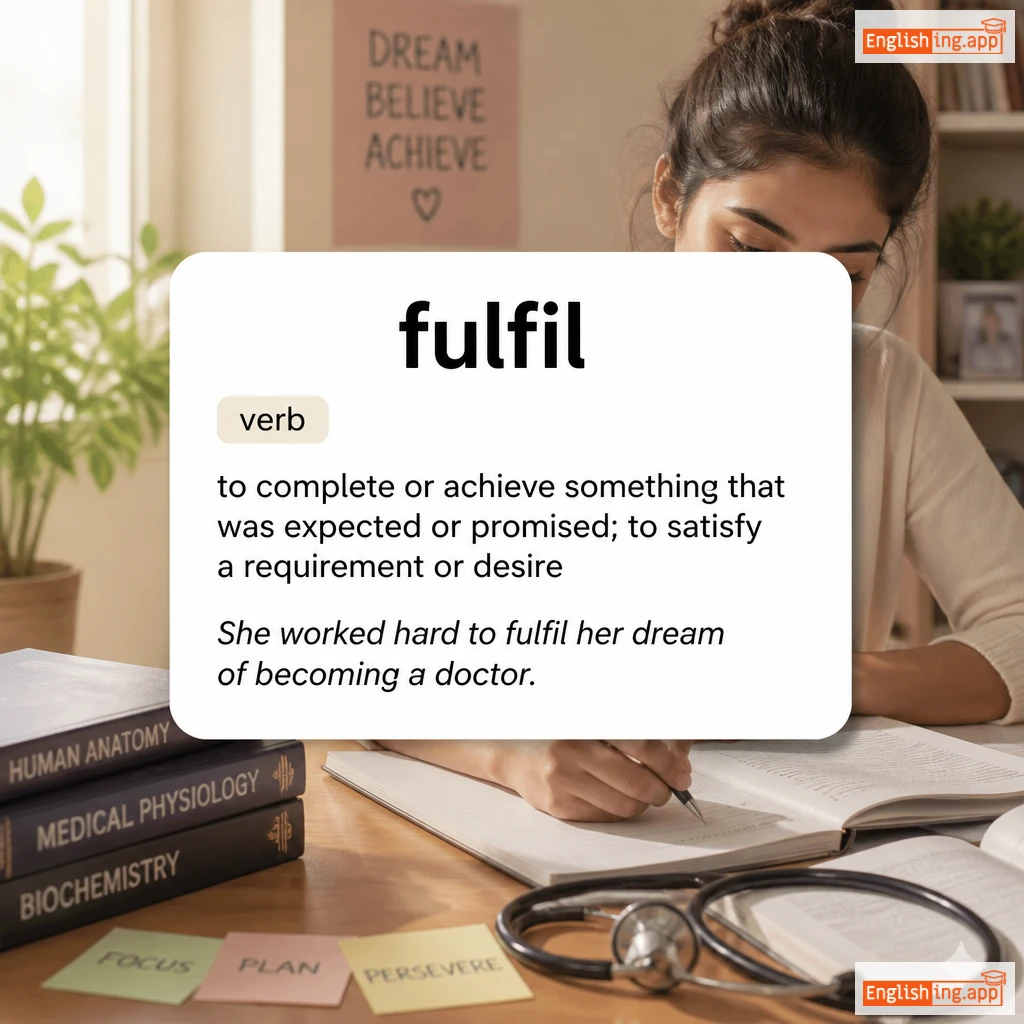 fulfil definition card — visual illustration of the meaning
