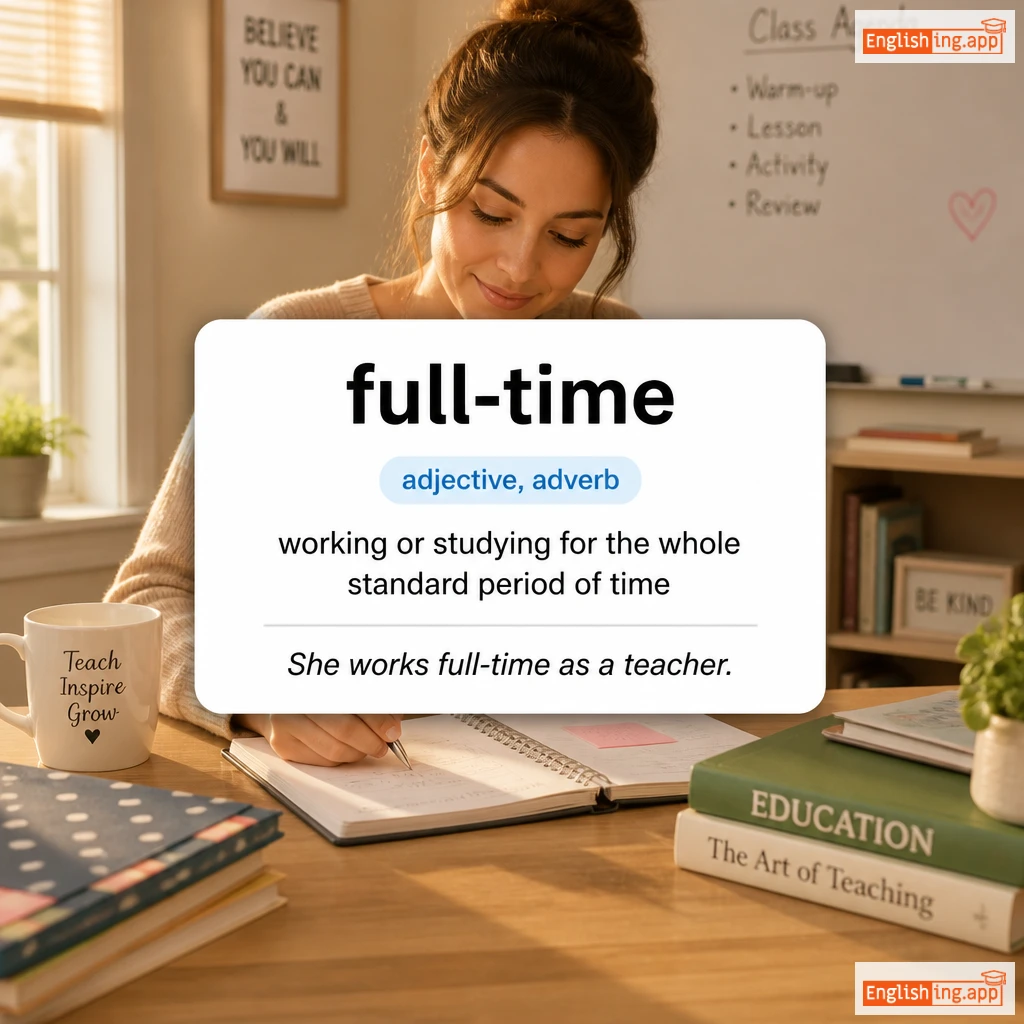 full-time definition card — visual illustration of the meaning