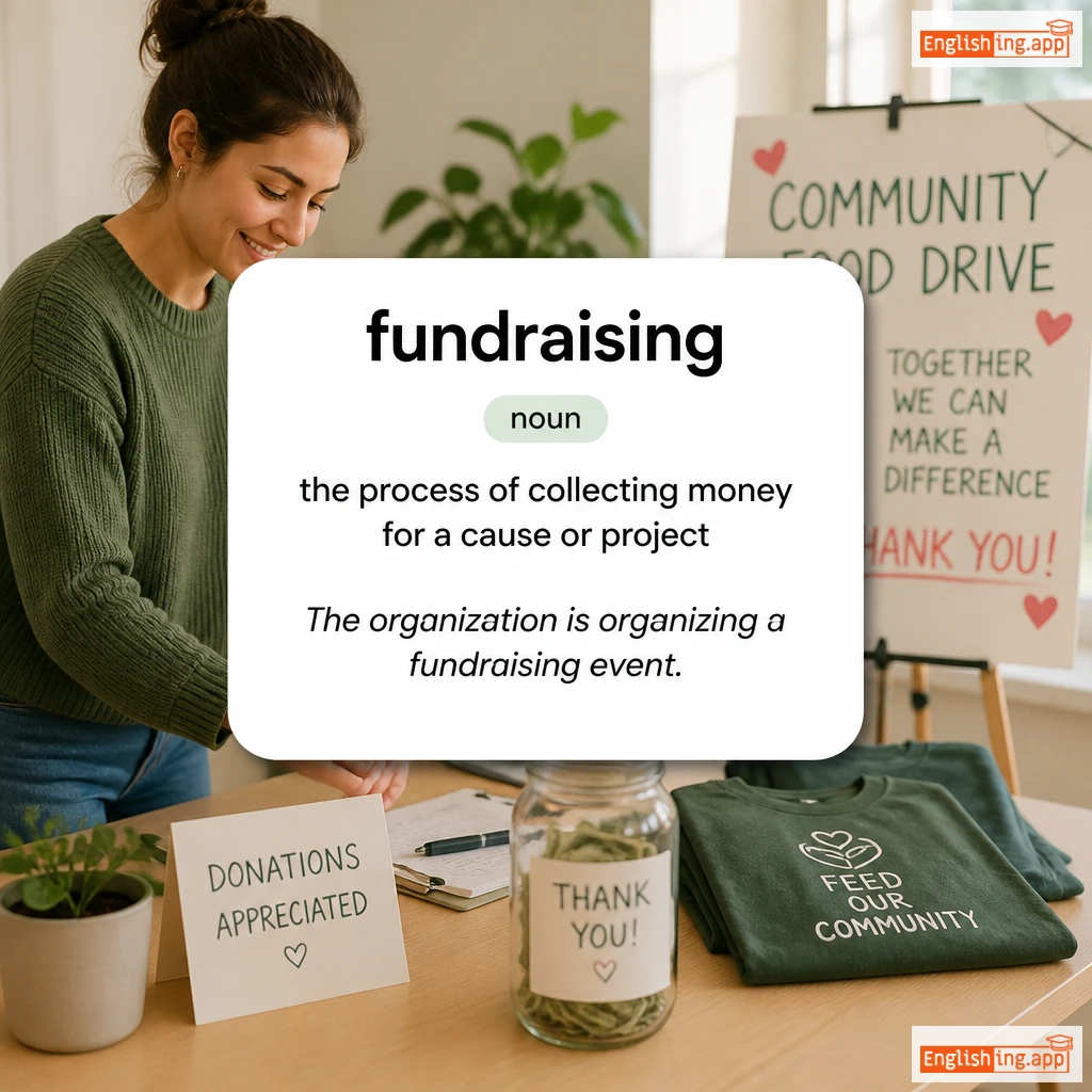 fundraising definition card — visual illustration of the meaning