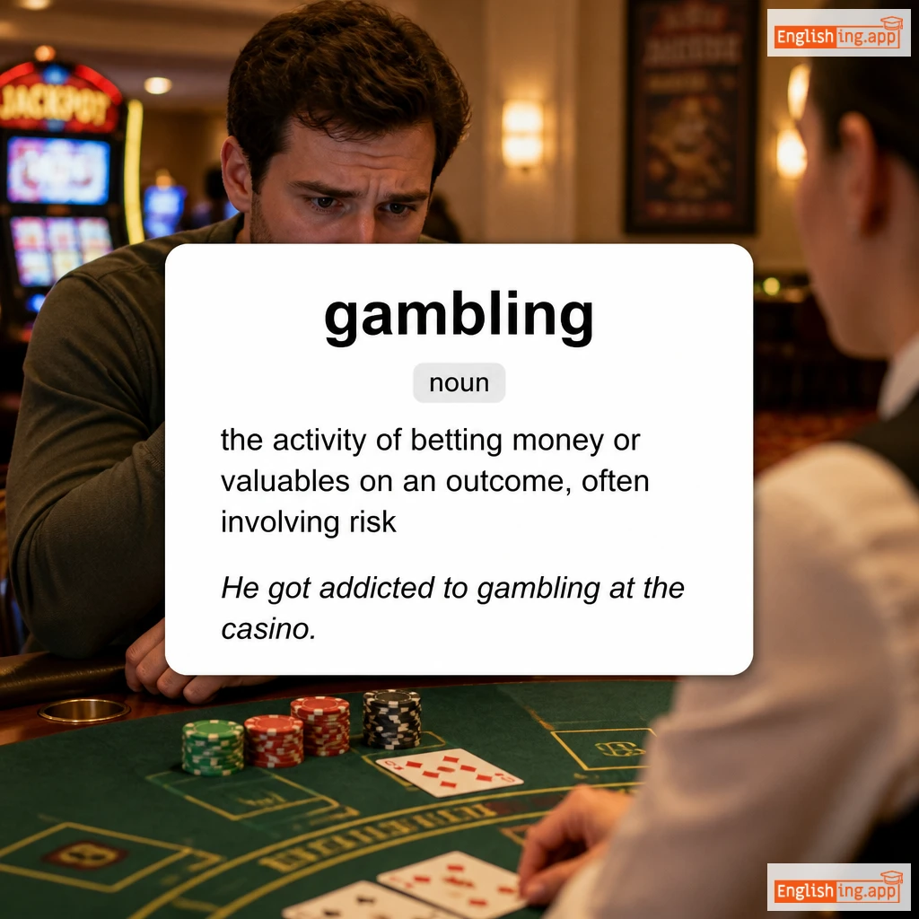 gambling definition card — visual illustration of the meaning