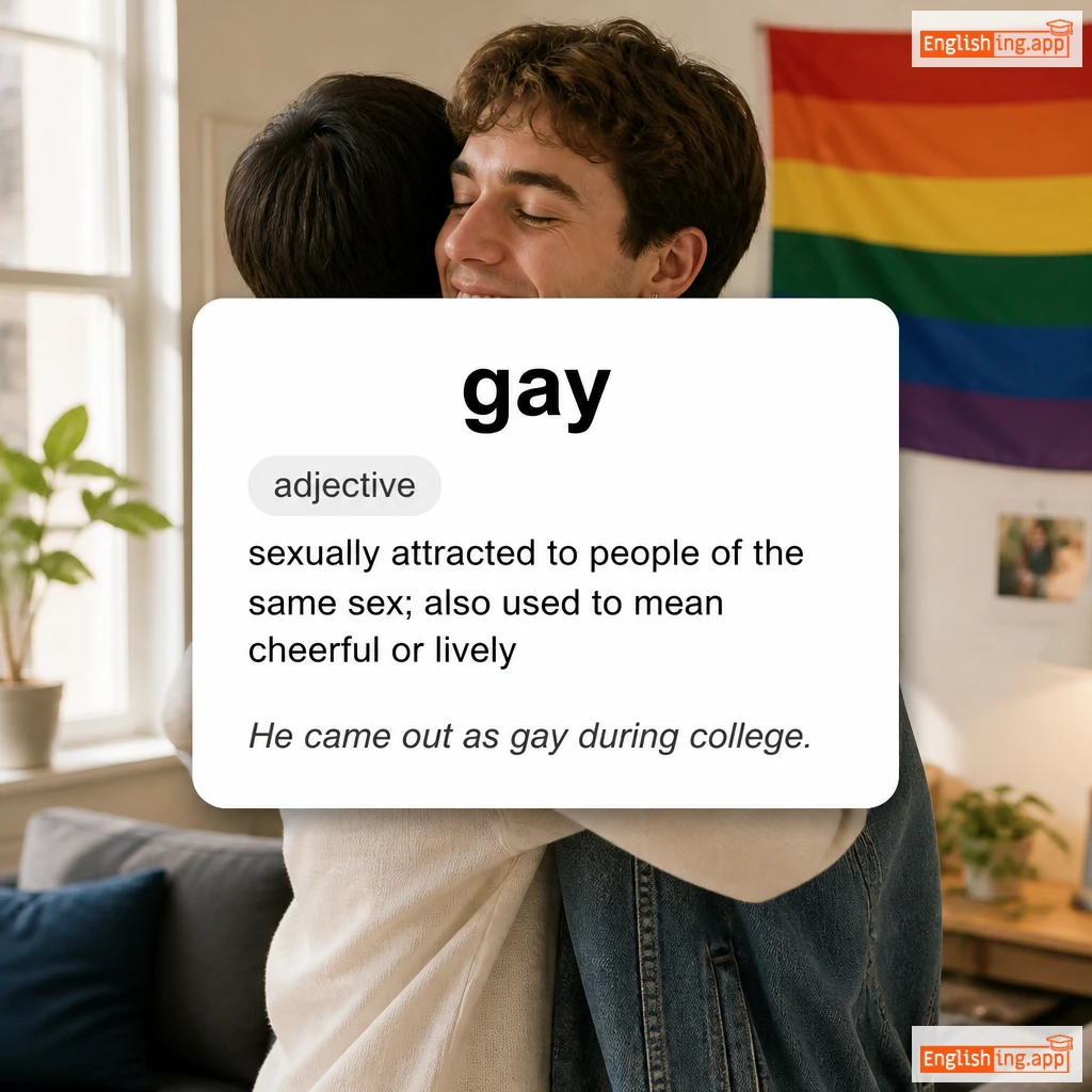gay definition card — visual illustration of the meaning
