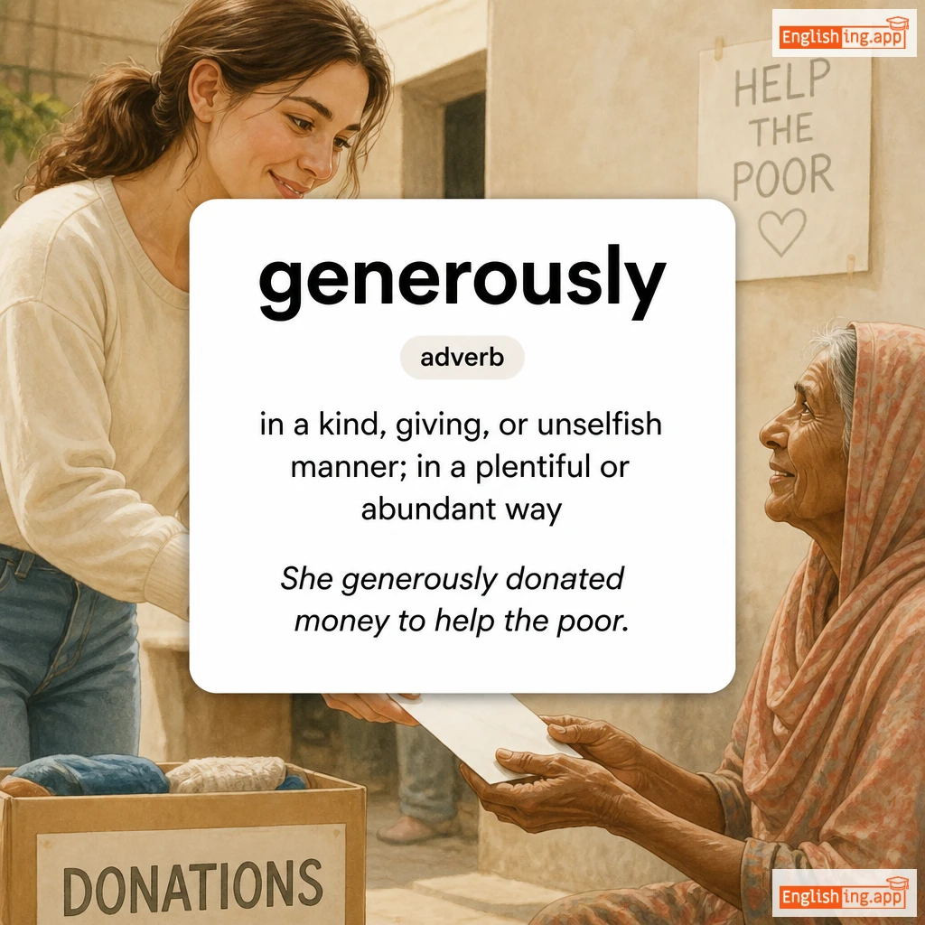generously definition card — visual illustration of the meaning