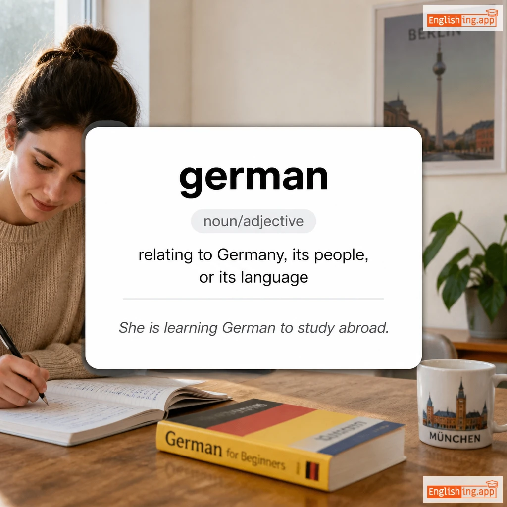 german definition card — visual illustration of the meaning