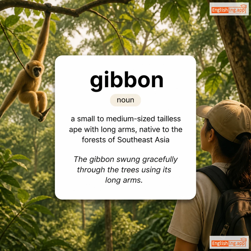 gibbon definition card — visual illustration of the meaning