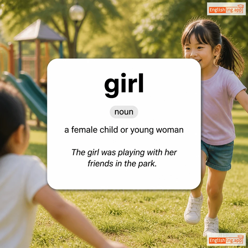 girl definition card — visual illustration of the meaning
