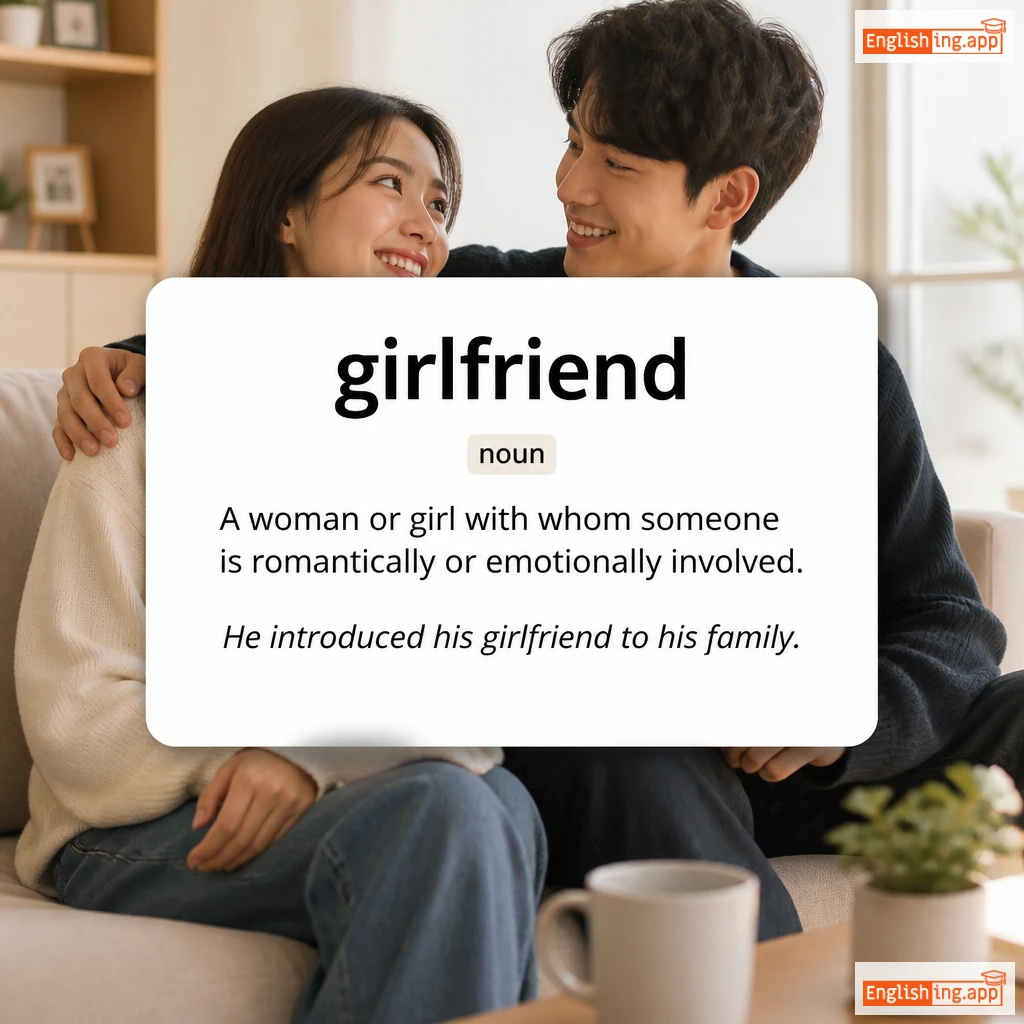 girlfriend definition card — visual illustration of the meaning