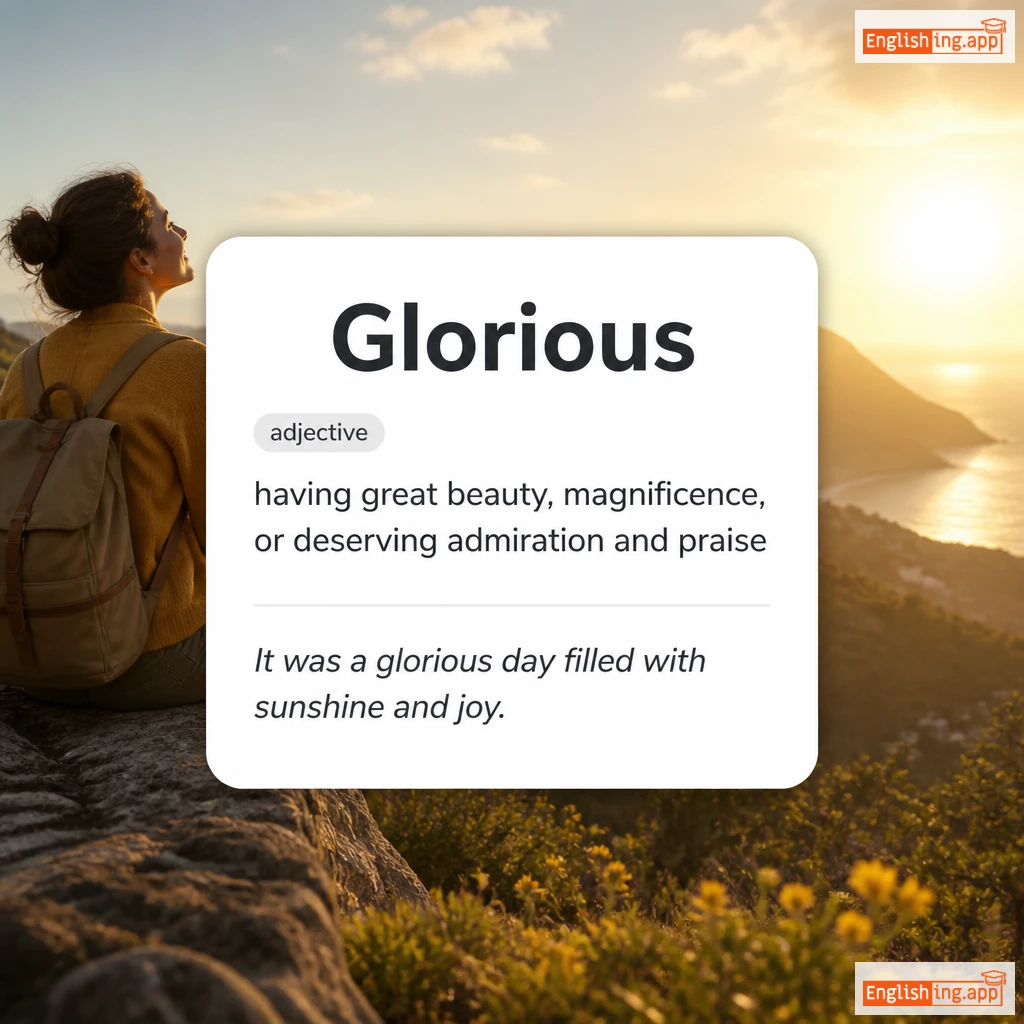 Glorious definition card — visual illustration of the meaning