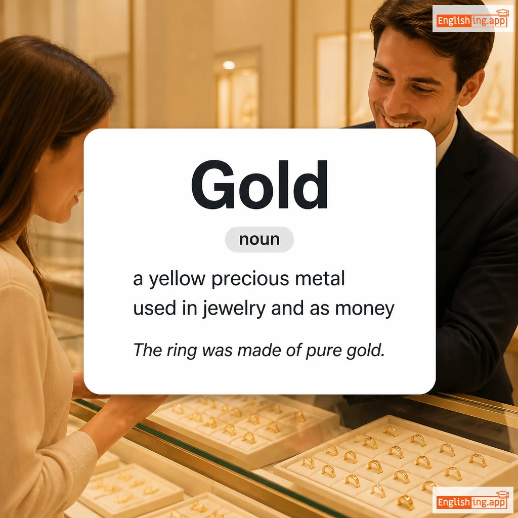 Gold definition card — visual illustration of the meaning