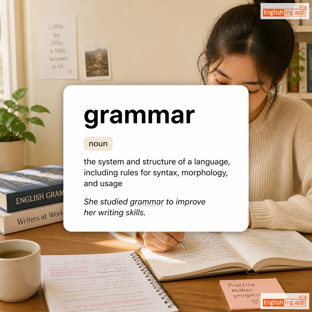 grammar definition card — visual illustration of the meaning