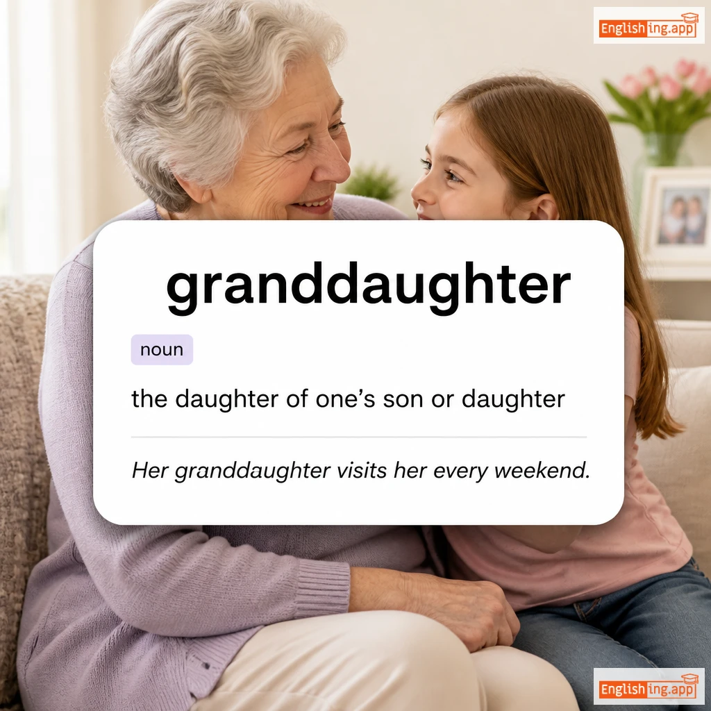 granddaughter definition card — visual illustration of the meaning