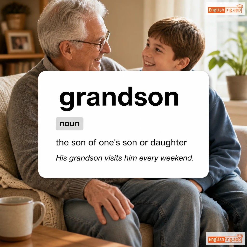 grandson definition card — visual illustration of the meaning
