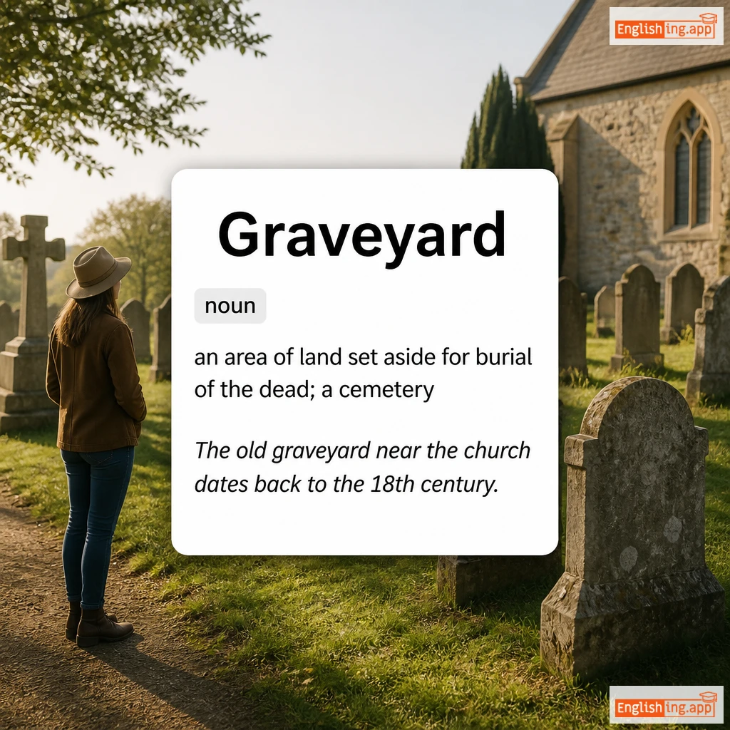 Graveyard definition card — visual illustration of the meaning