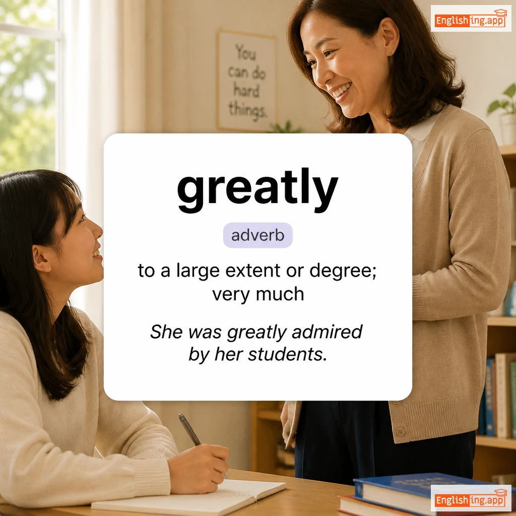 greatly definition card — visual illustration of the meaning