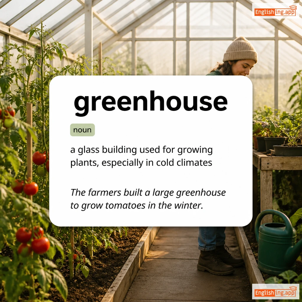 greenhouse definition card — visual illustration of the meaning