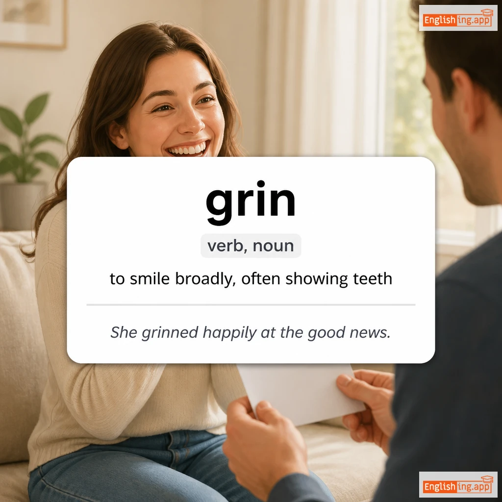 grin definition card — visual illustration of the meaning