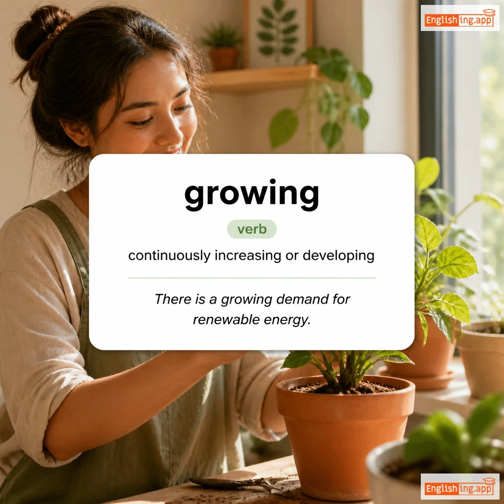 growing definition card — visual illustration of the meaning