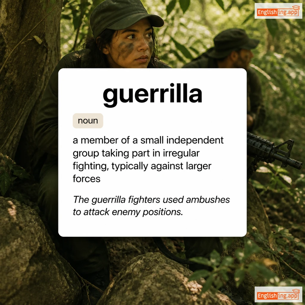 guerrilla definition card — visual illustration of the meaning