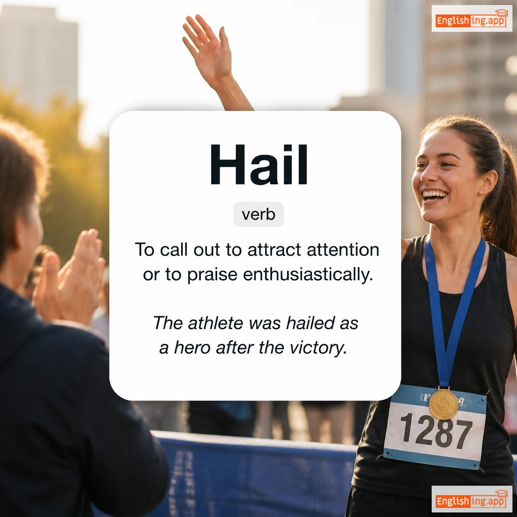 Hail definition card — visual illustration of the meaning
