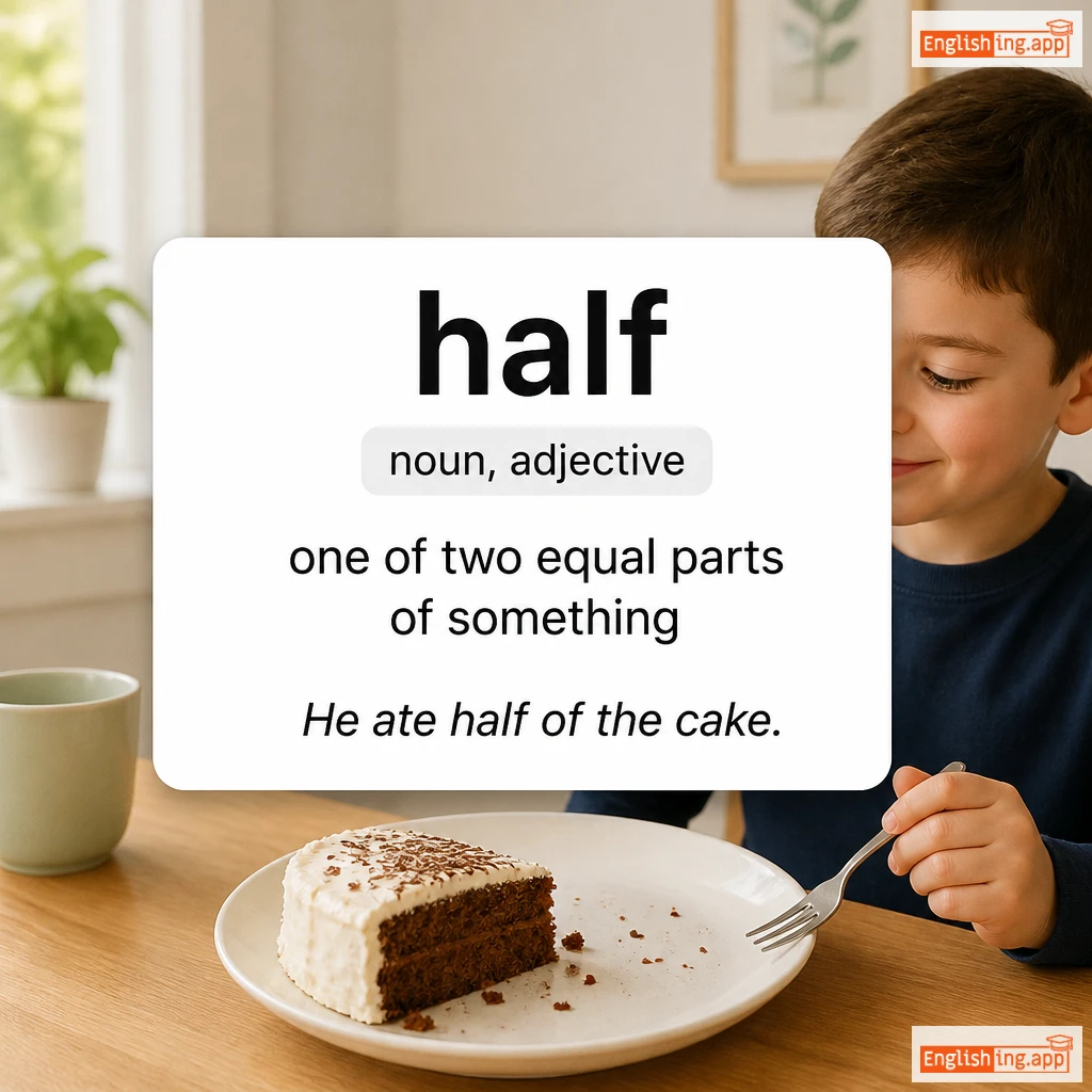 half definition card — visual illustration of the meaning