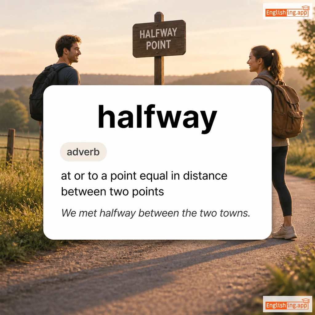 halfway definition card — visual illustration of the meaning