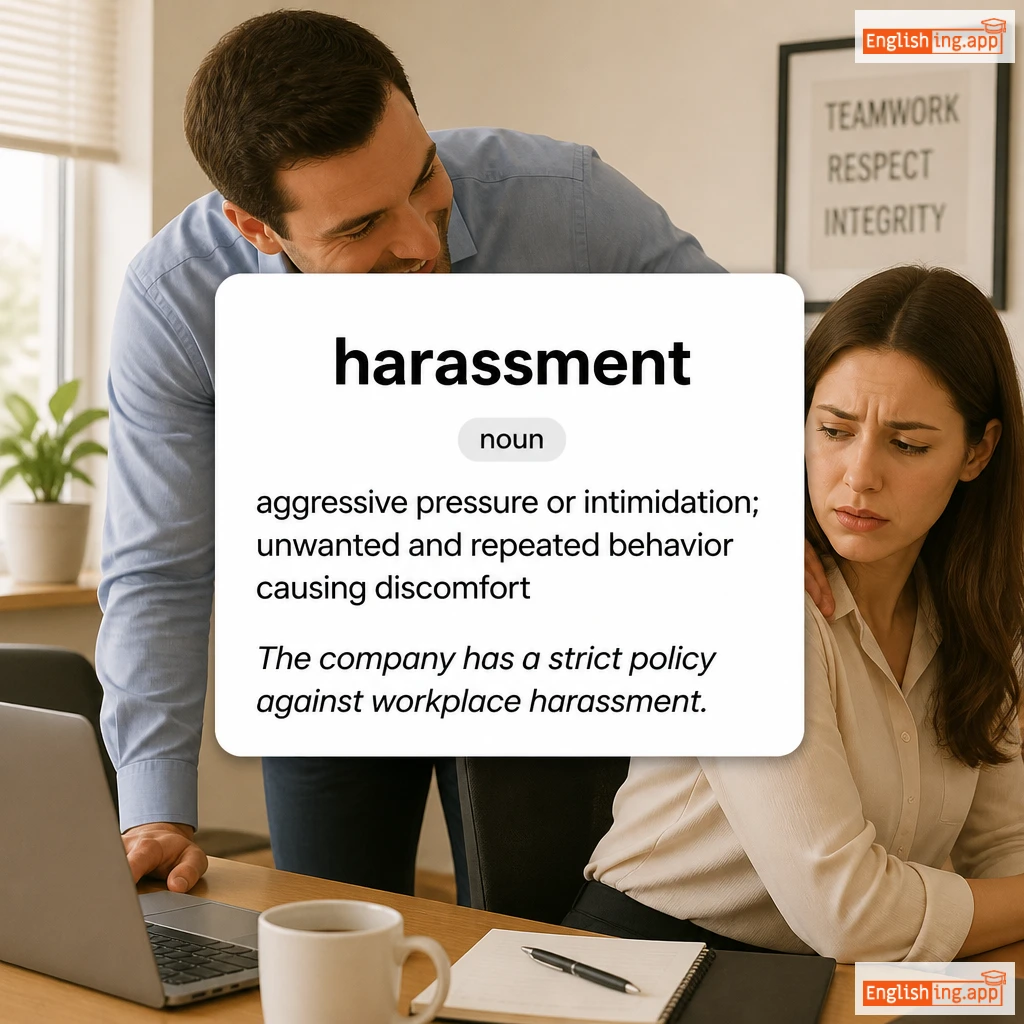 harassment definition card — visual illustration of the meaning