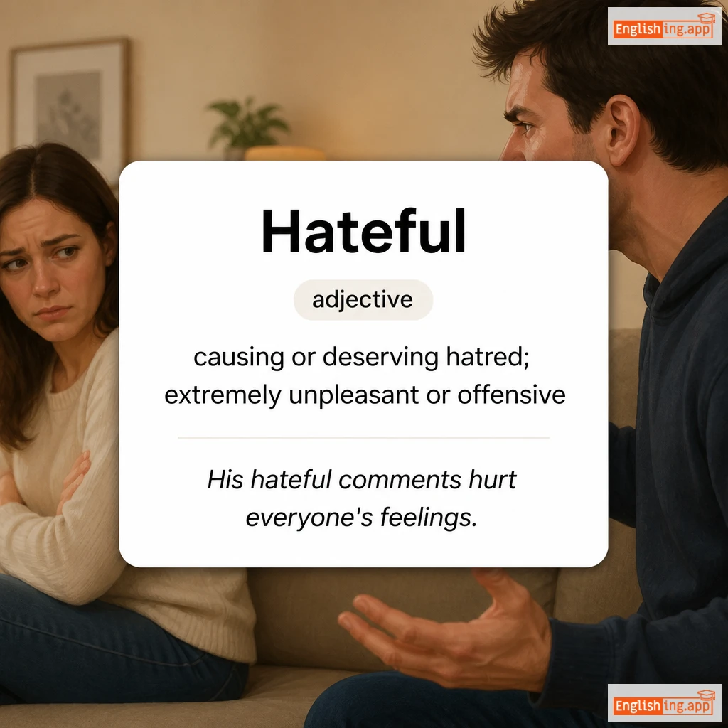 Hateful definition card — visual illustration of the meaning