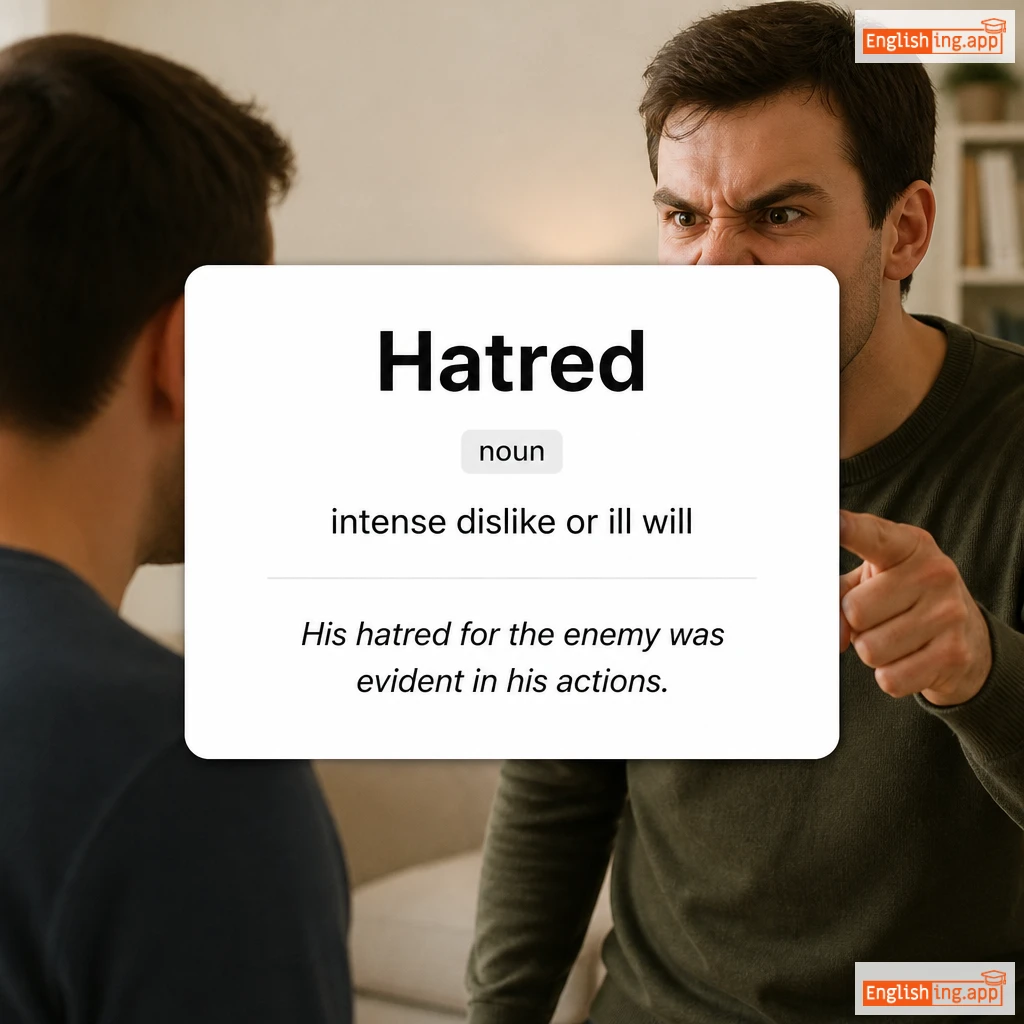 Hatred definition card — visual illustration of the meaning