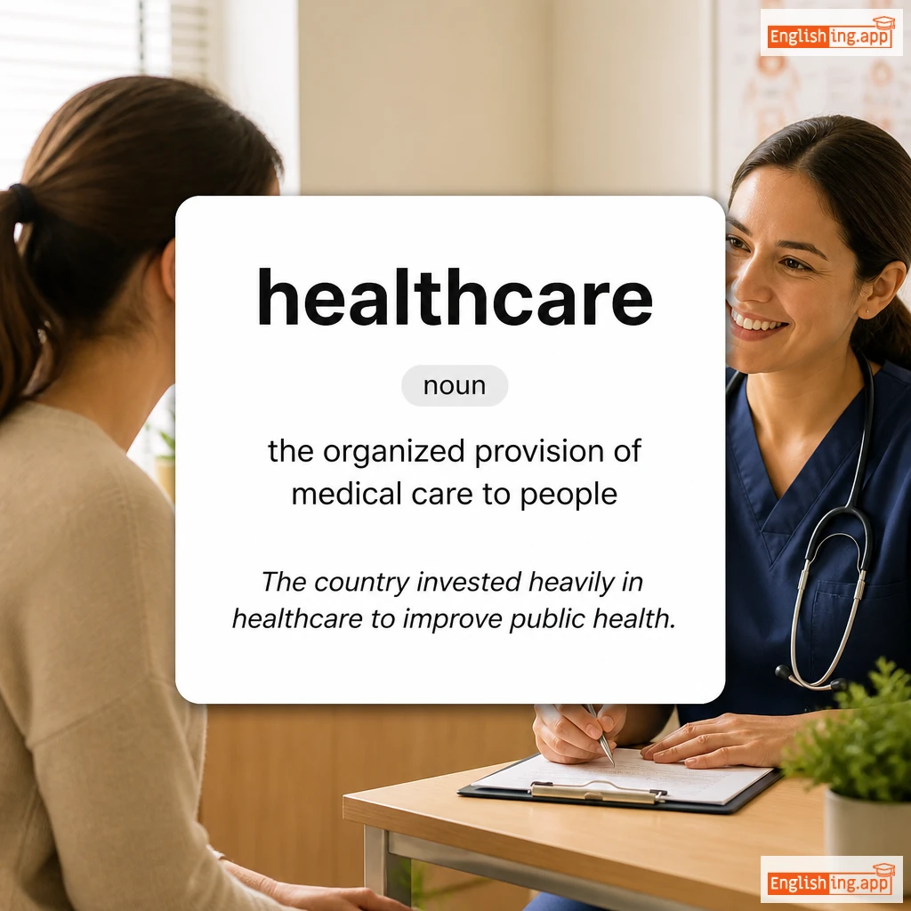 healthcare definition card — visual illustration of the meaning