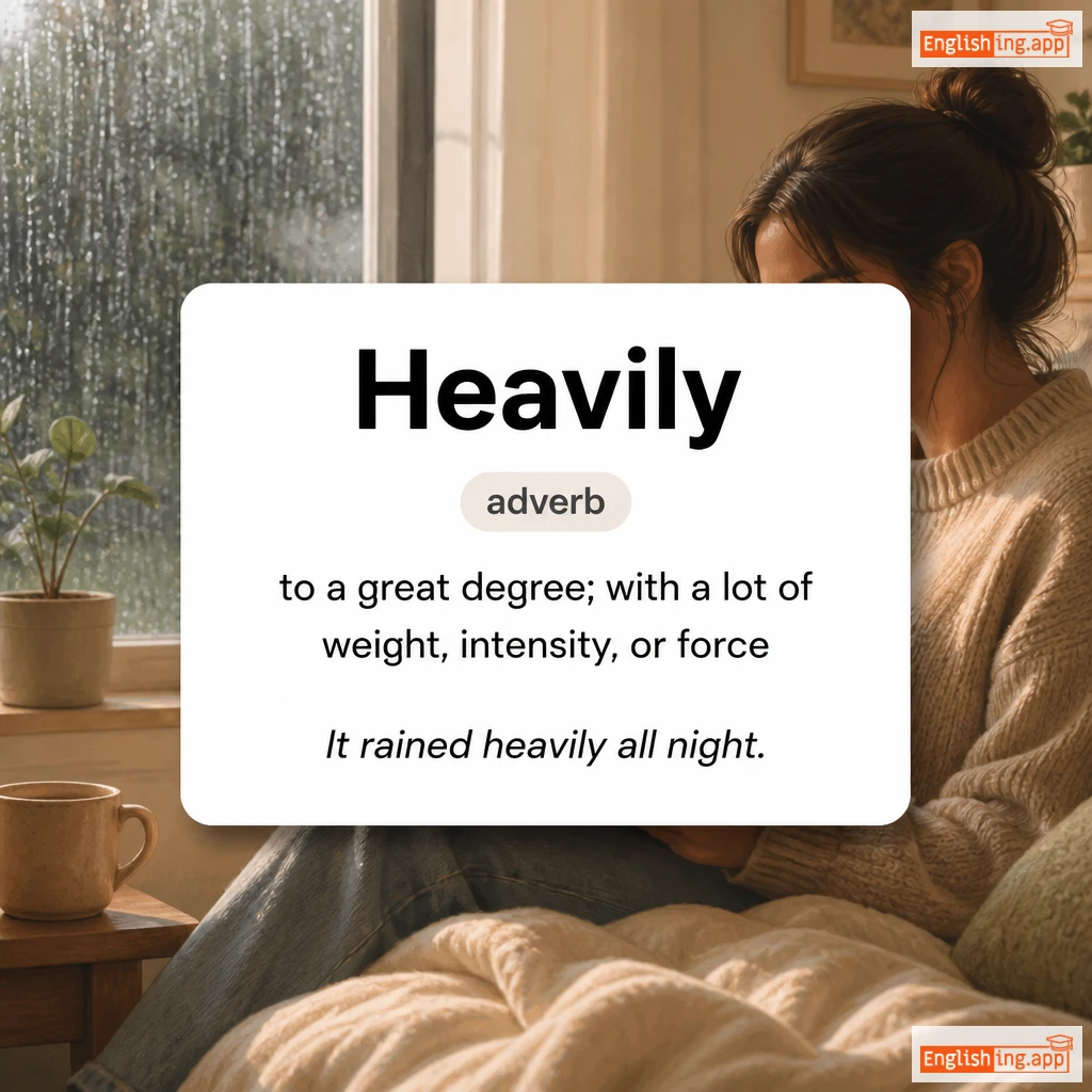 Heavily definition card — visual illustration of the meaning