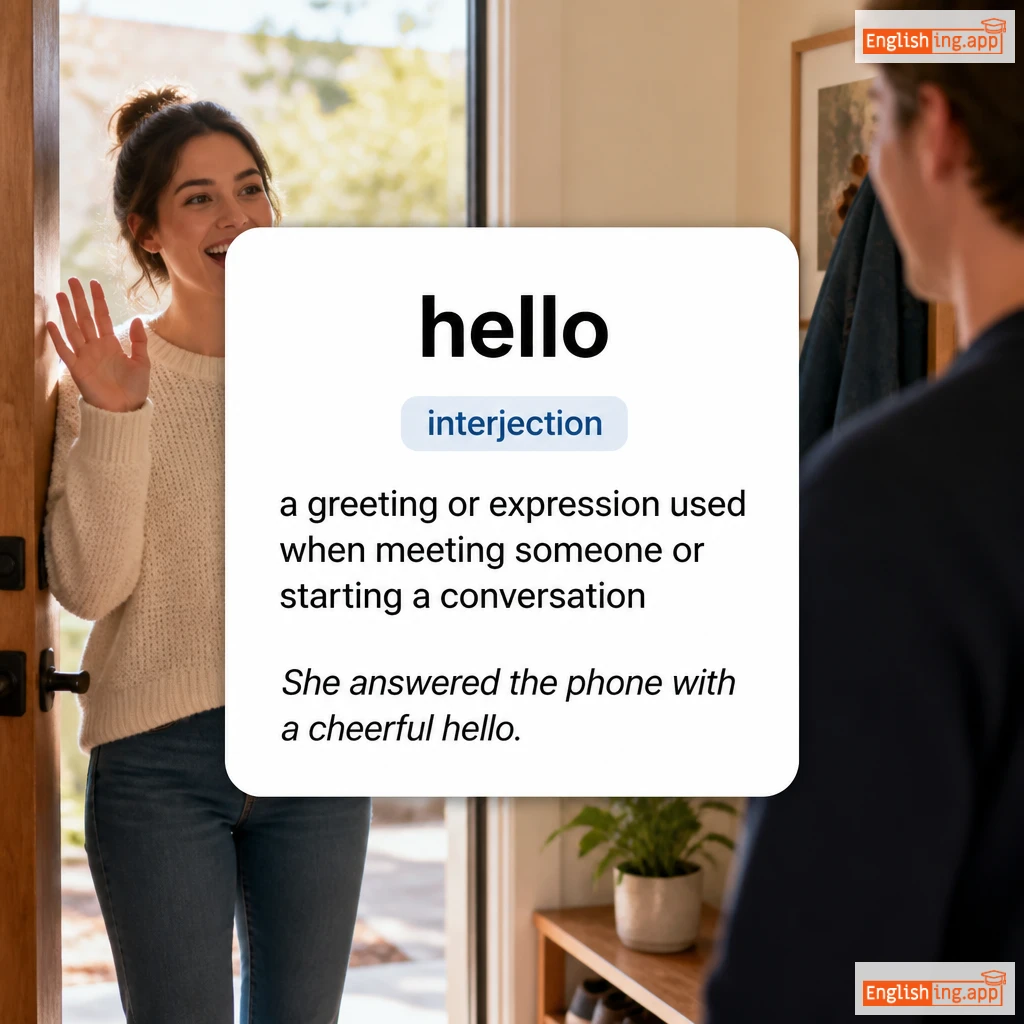 hello definition card — visual illustration of the meaning