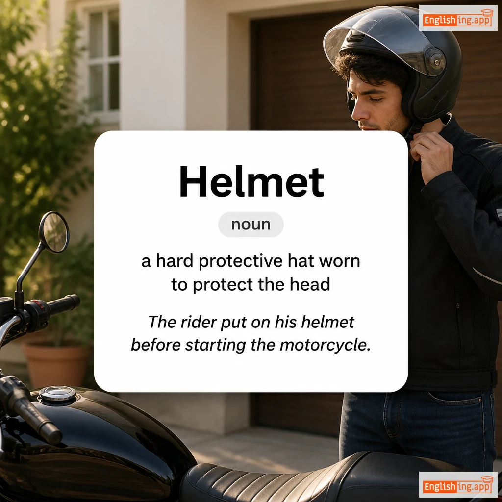 Helmet definition card — visual illustration of the meaning