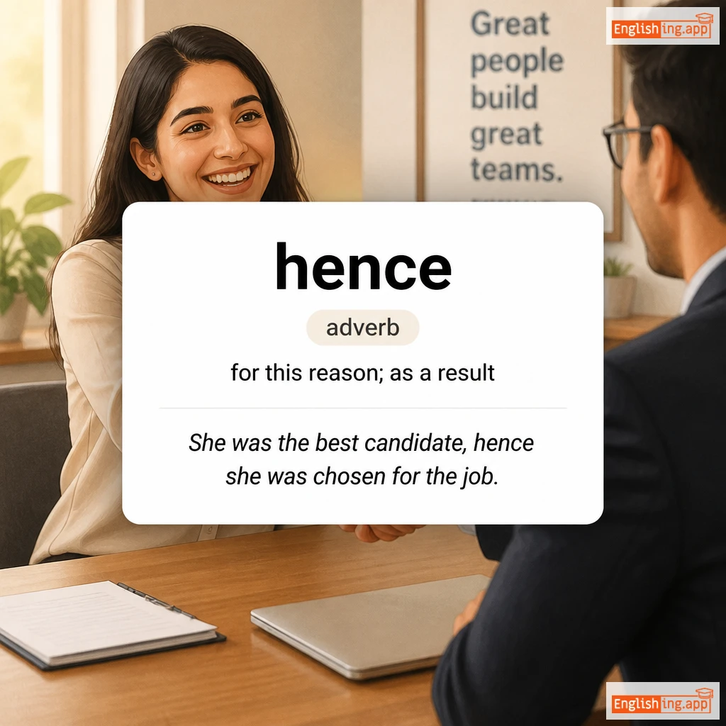 hence definition card — visual illustration of the meaning