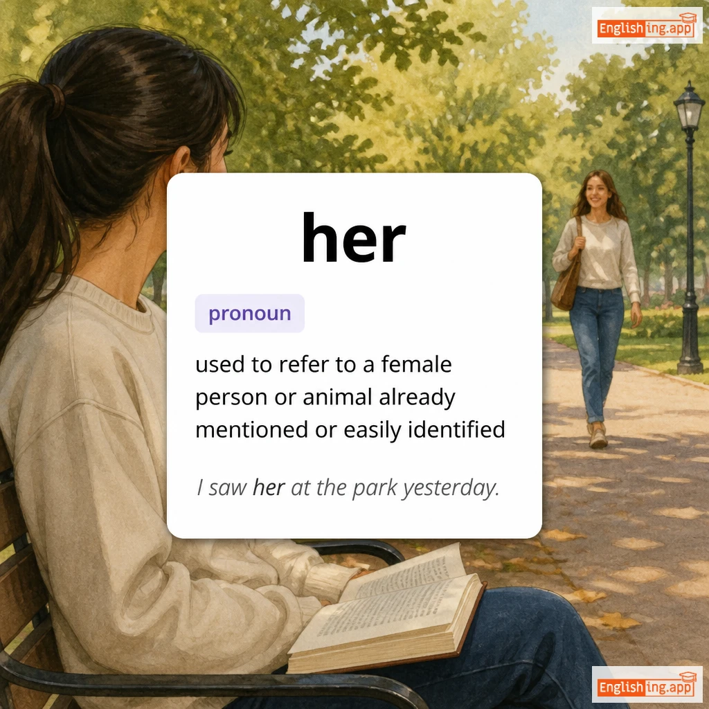 her definition card — visual illustration of the meaning