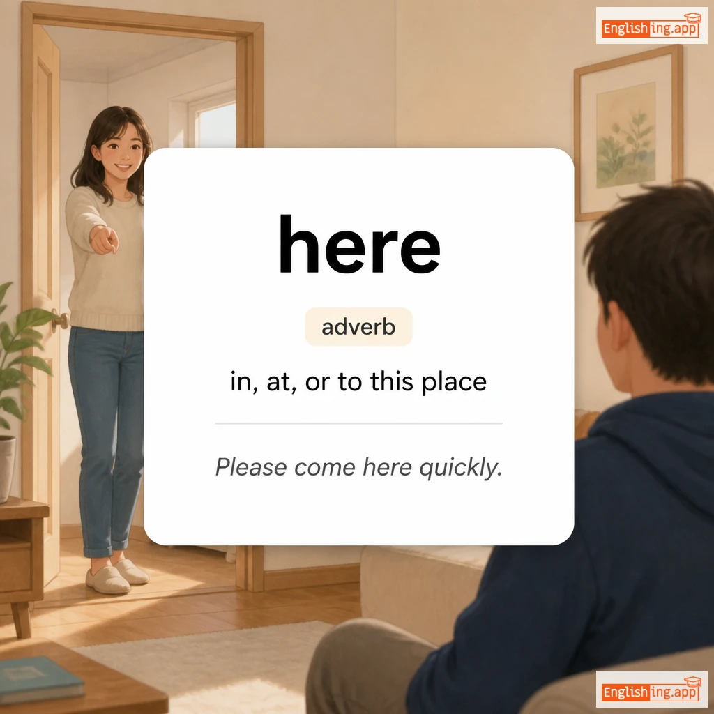 here definition card — visual illustration of the meaning