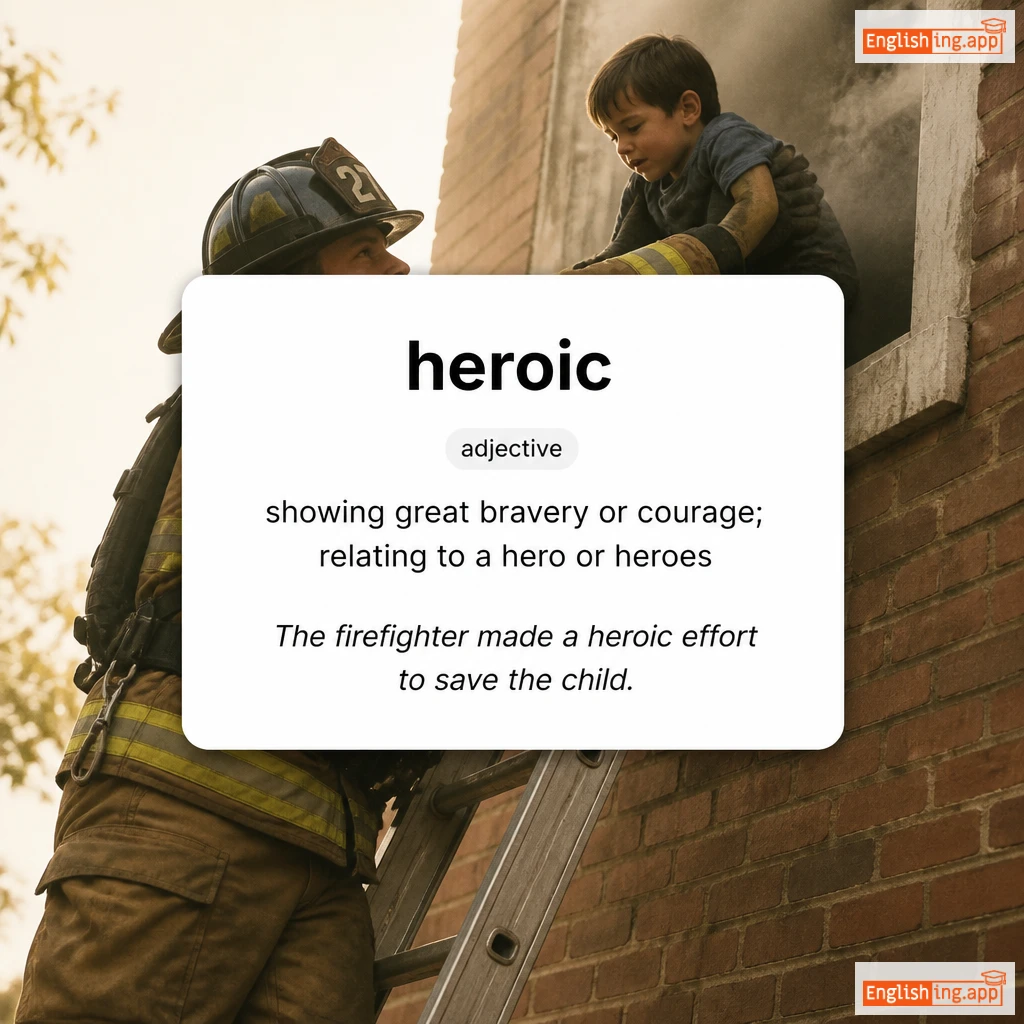 heroic definition card — visual illustration of the meaning