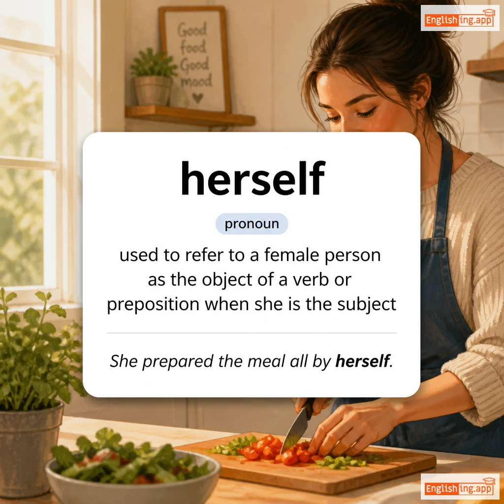 herself definition card — visual illustration of the meaning