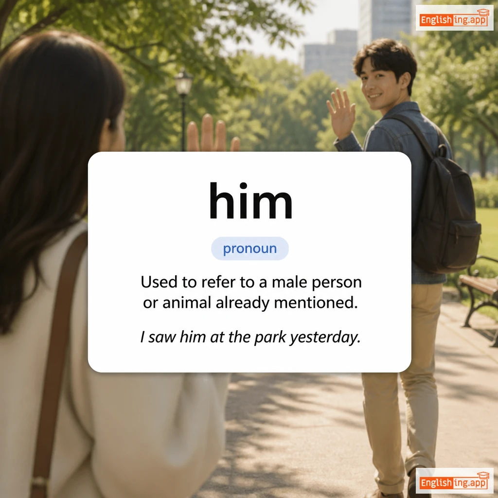 him definition card — visual illustration of the meaning