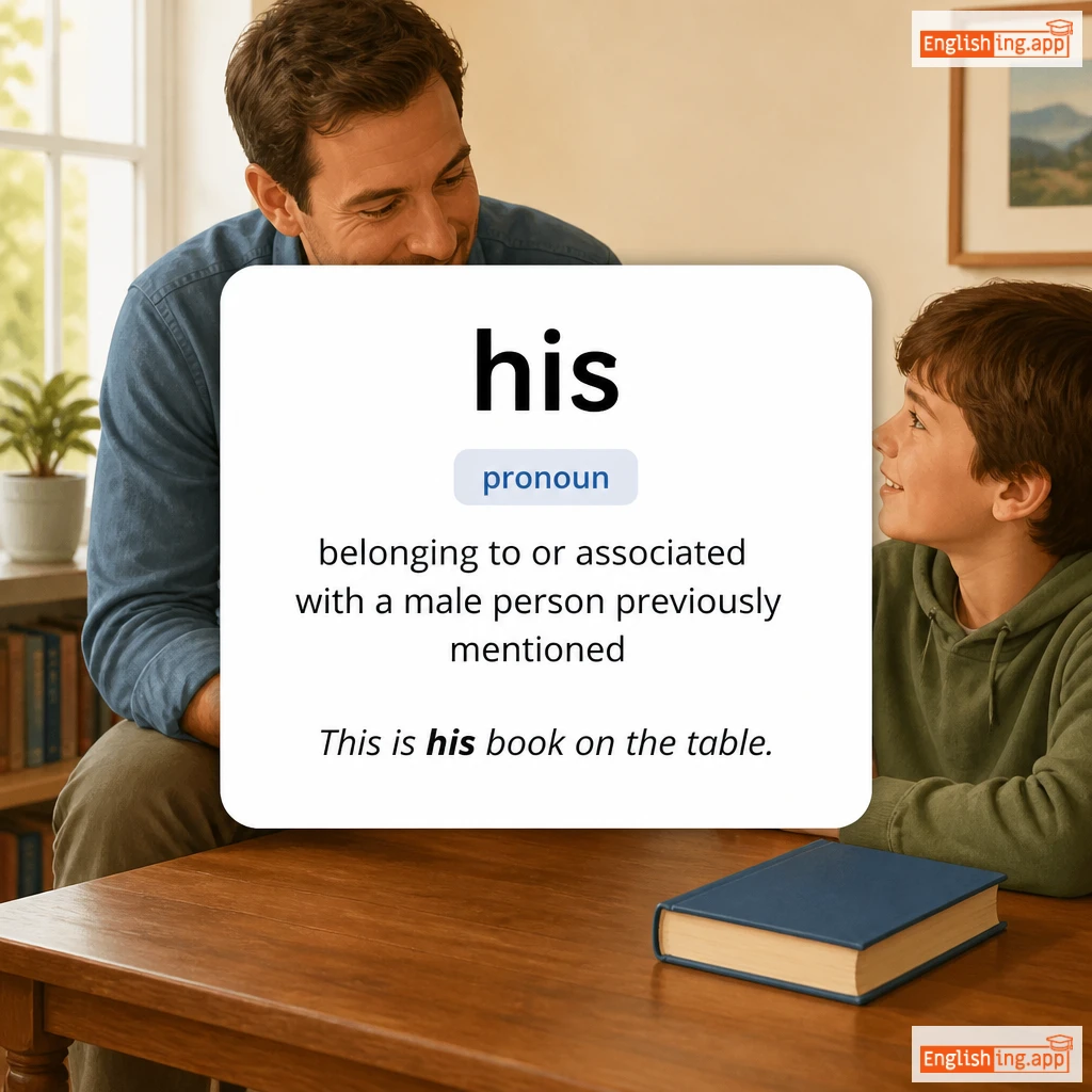 his definition card — visual illustration of the meaning