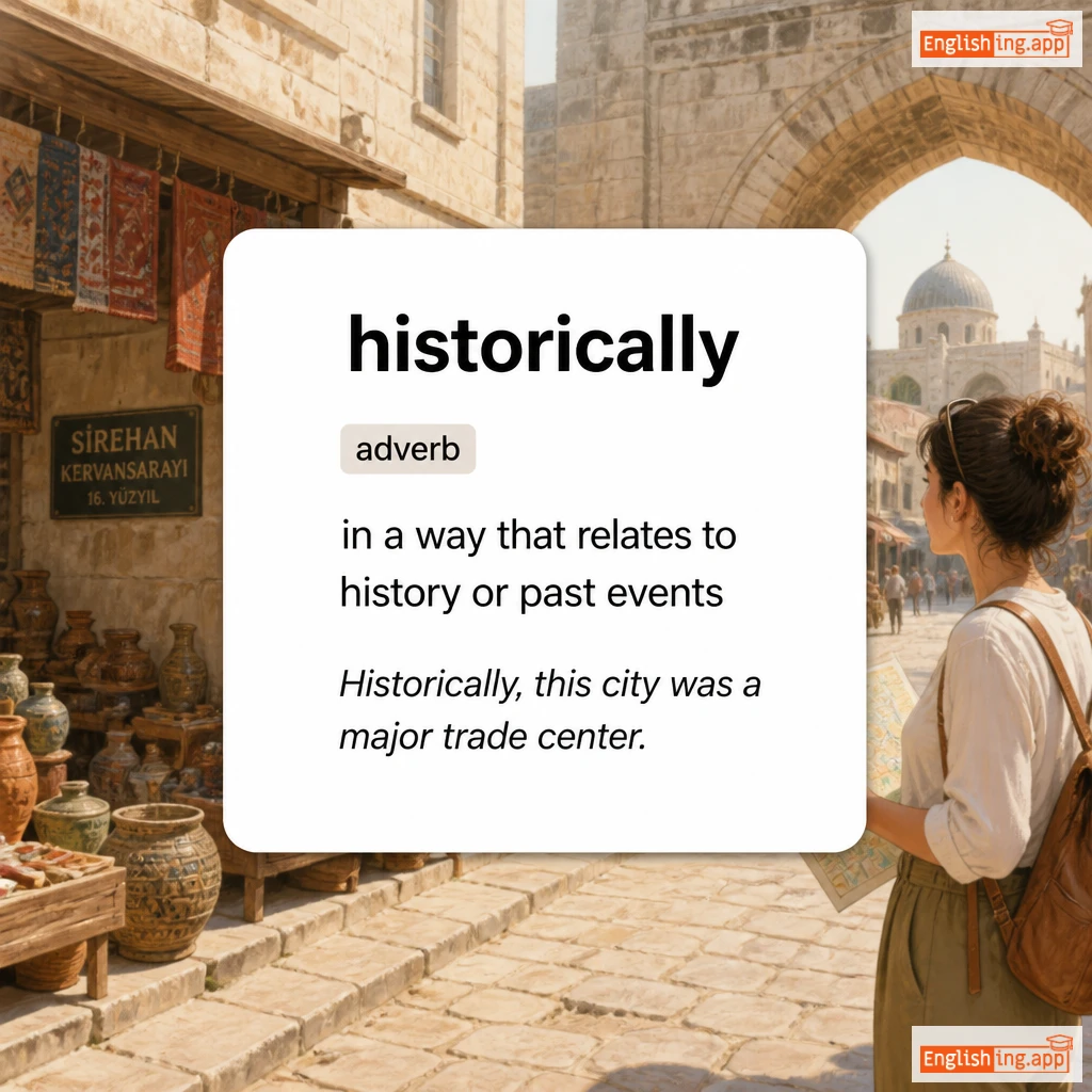 historically definition card — visual illustration of the meaning