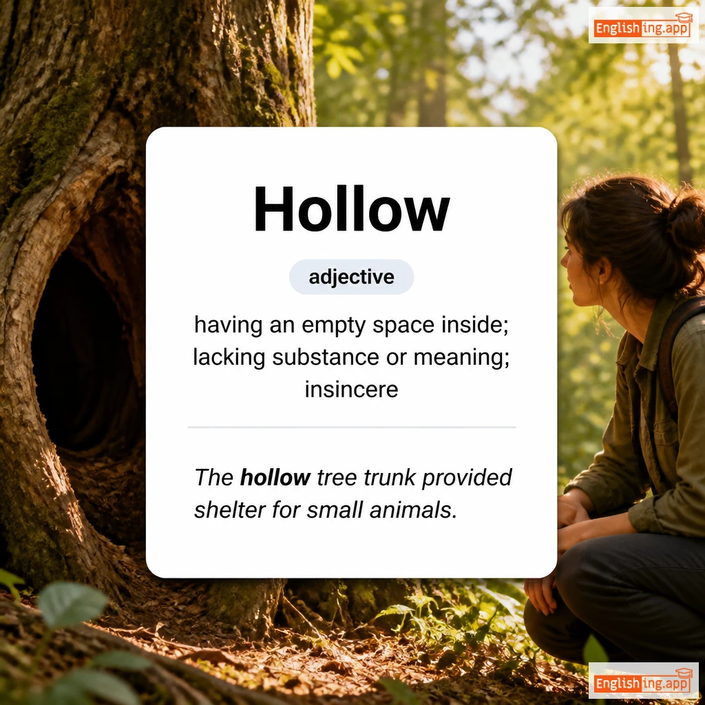 Hollow definition card — visual illustration of the meaning