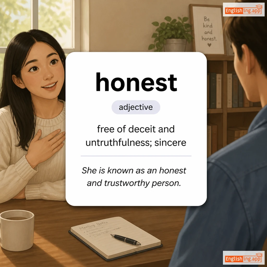 honest definition card — visual illustration of the meaning