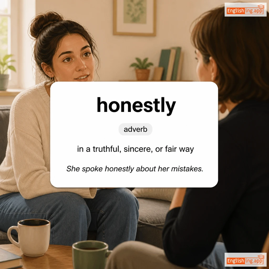 honestly definition card — visual illustration of the meaning