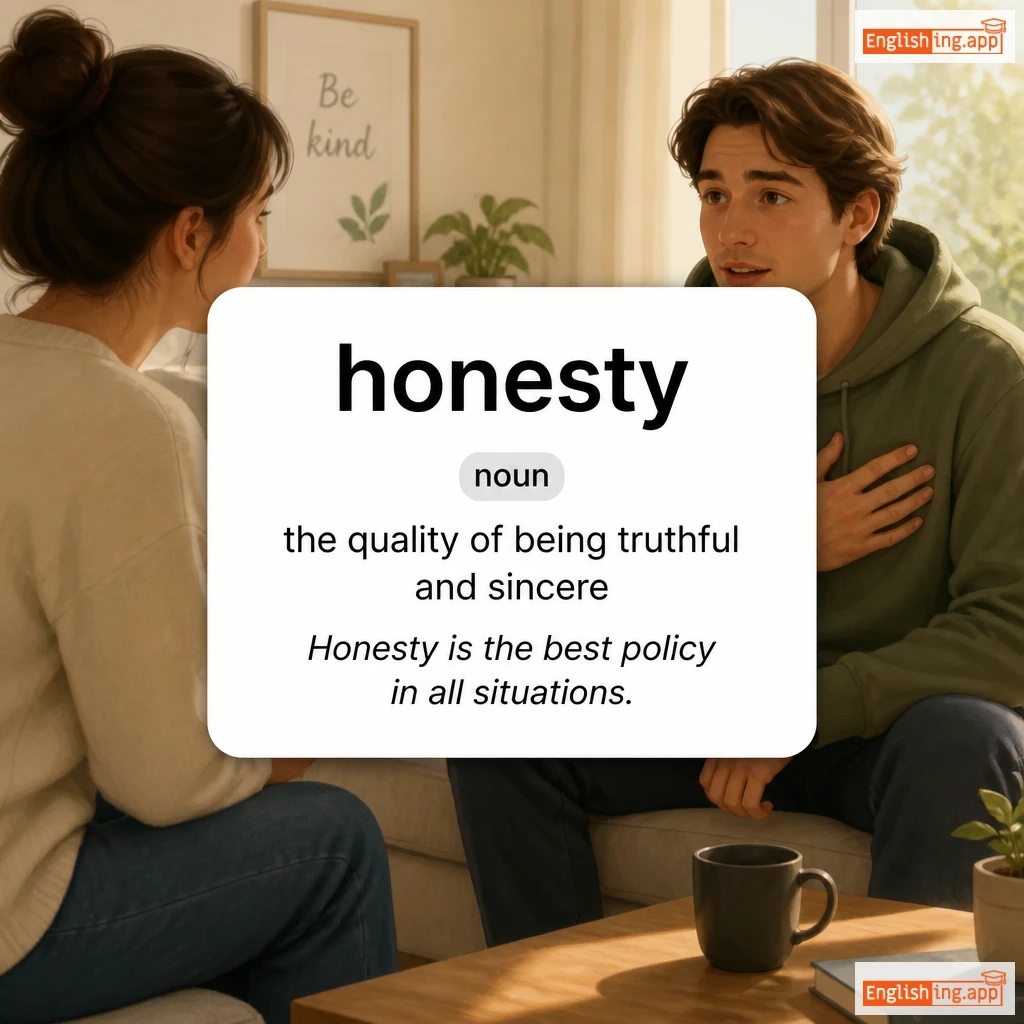 honesty definition card — visual illustration of the meaning