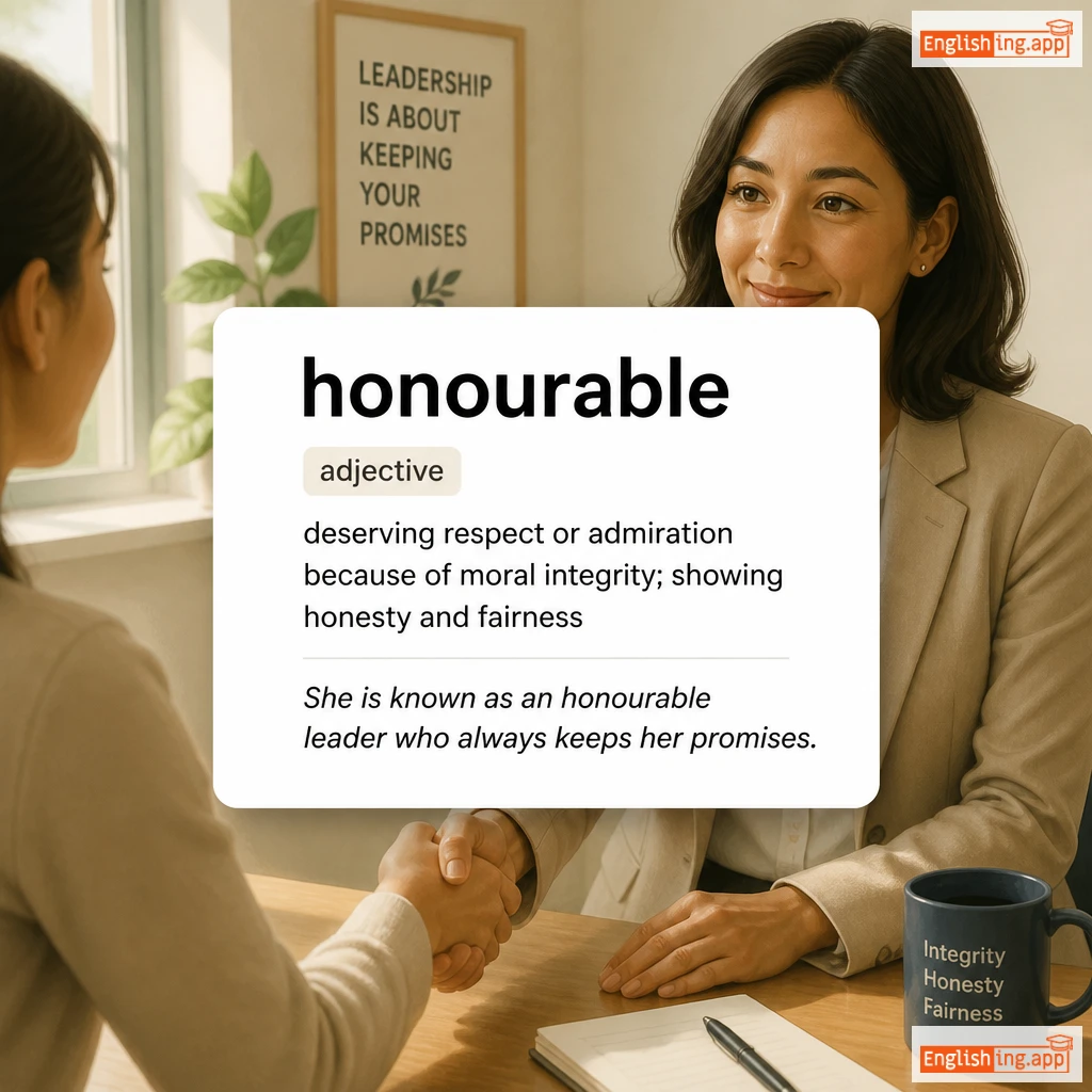 honourable definition card — visual illustration of the meaning