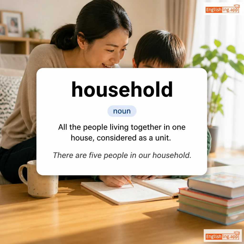 household definition card — visual illustration of the meaning