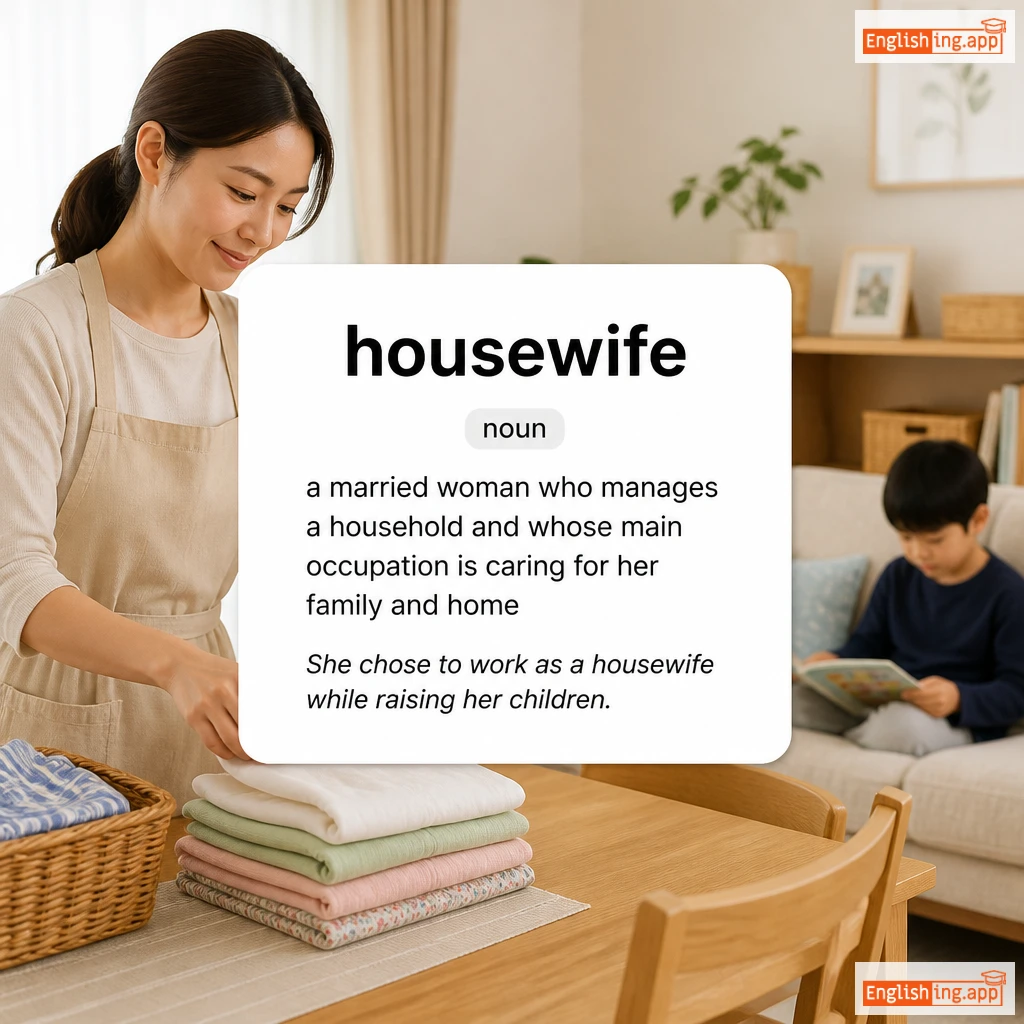 housewife definition card — visual illustration of the meaning