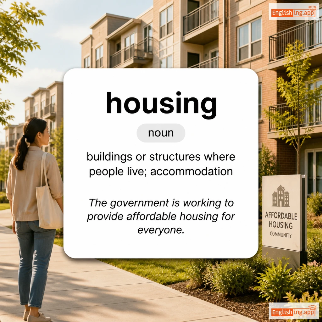 housing definition card — visual illustration of the meaning
