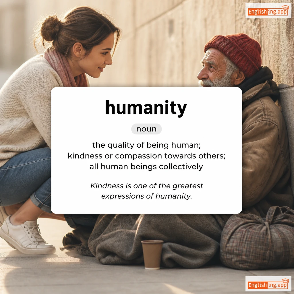 humanity definition card — visual illustration of the meaning