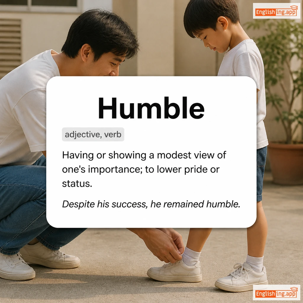 Humble definition card — visual illustration of the meaning